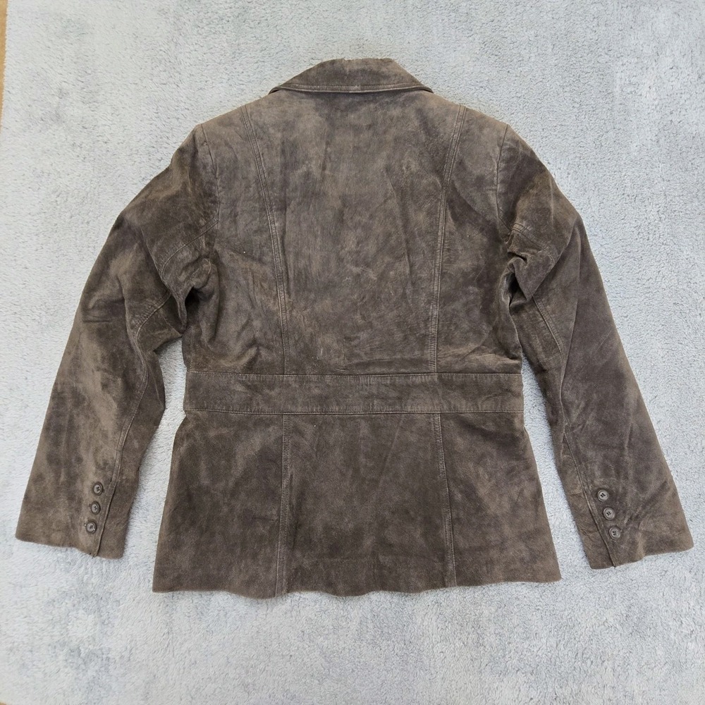 Liz Claiborne Genuine Suede Leather Blazer Jacket Brown Size Medium Y2K - Picture 2 of 9